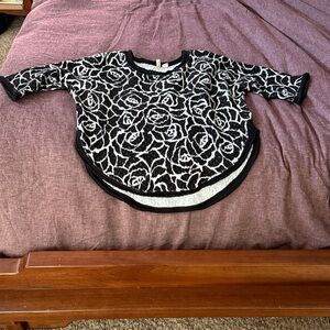 Moth Black and White Floral Sweater